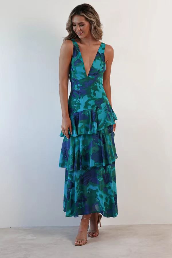 Savenora | LISA Maxikleid mit floralem Rüschenbesatz