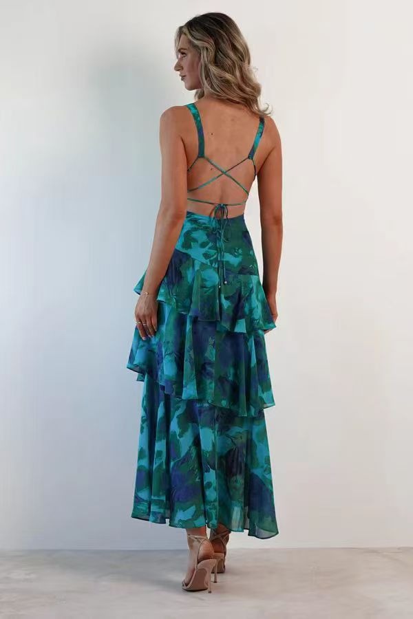 Savenora | LISA Maxikleid mit floralem Rüschenbesatz