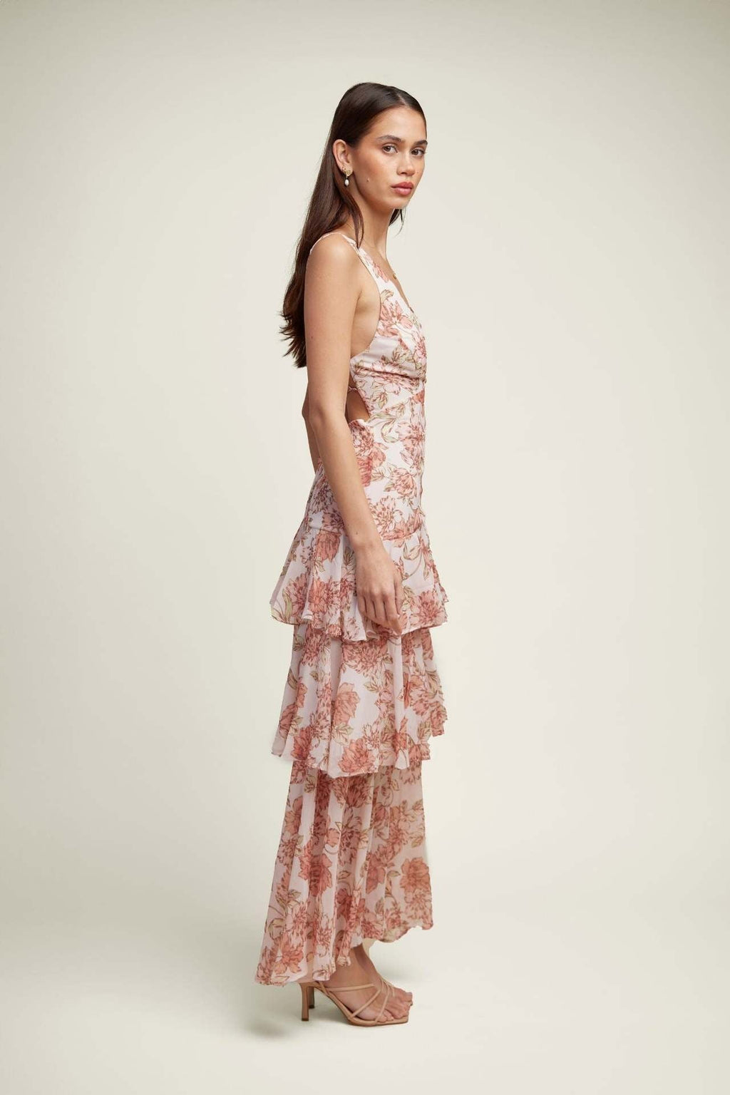 Savenora | LISA Maxikleid mit floralem Rüschenbesatz