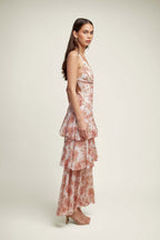 Savenora | LISA Maxikleid mit floralem Rüschenbesatz