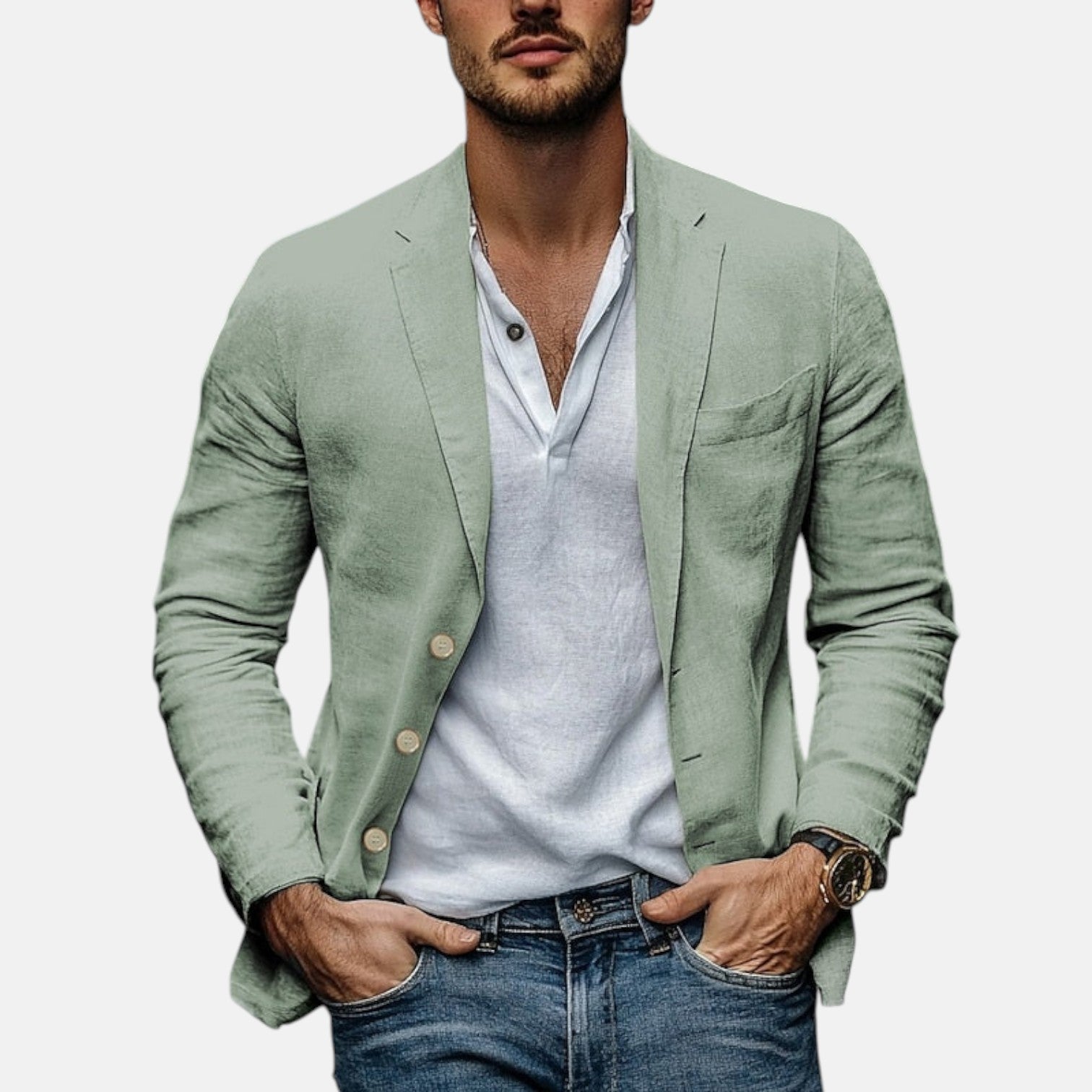 Lorenzio™ | Stilvoller Sommerblazer aus luftigem Leinen