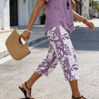 Savenora | Zweiteiliges Set mit asymmetrischem Top und bedruckter Hose